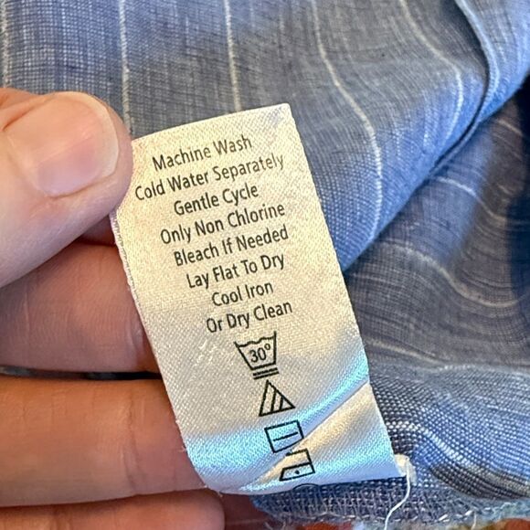 Barbara Katz Women's Blue Striped Button Down Shirt with a floral print back M - Picture 6 of 10